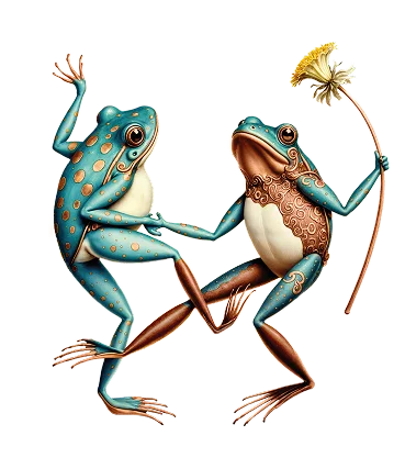 Whimsical French frog mascot representing Cremondo's playful dining experience